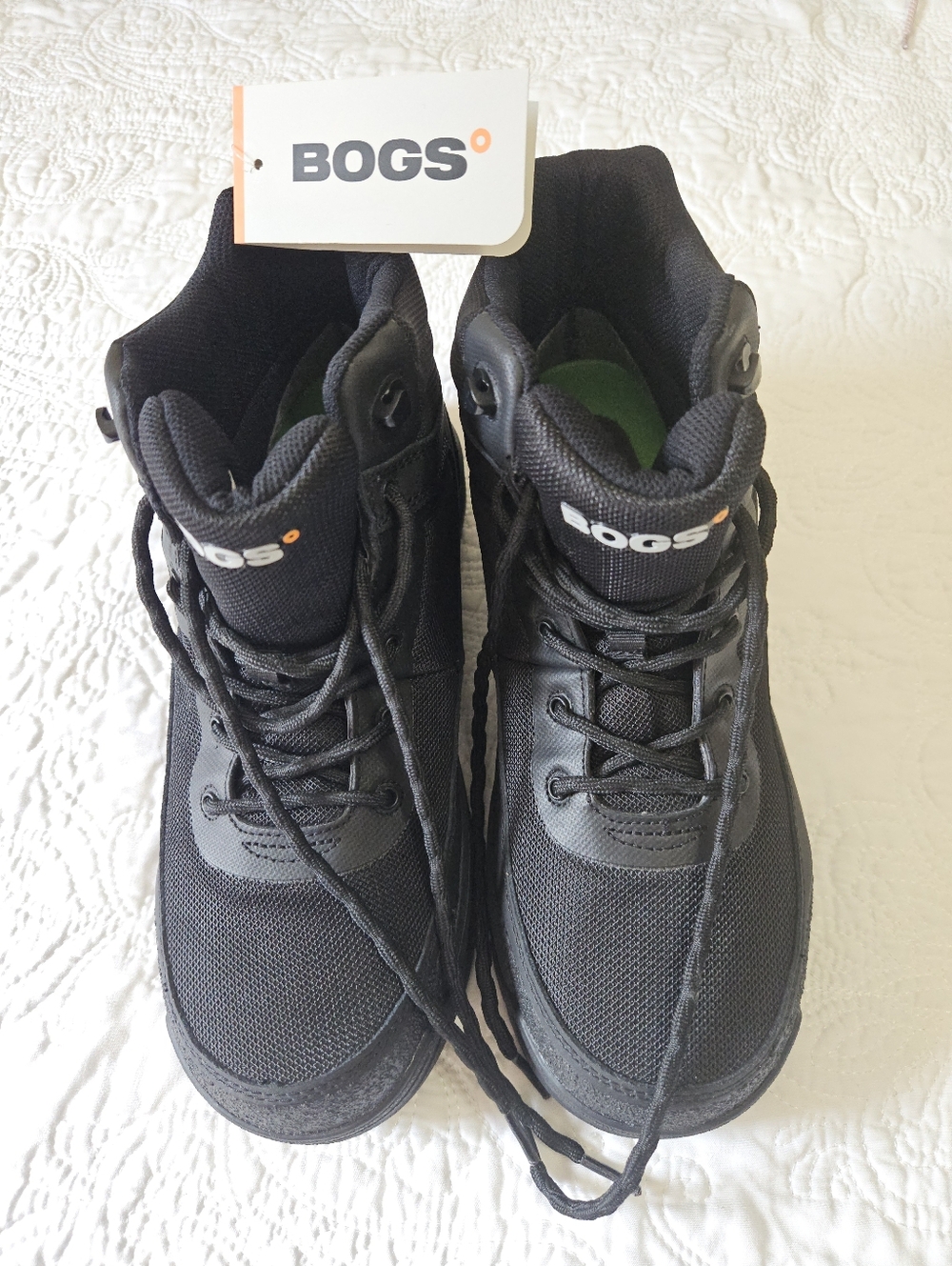 Bogs Black Lace-Up High-Top Work Boots